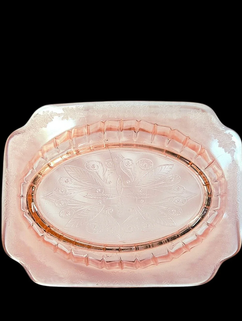 Vintage Jeannette Pink Depression Glass Adam Pattern Oval Serving Bowl 9.75